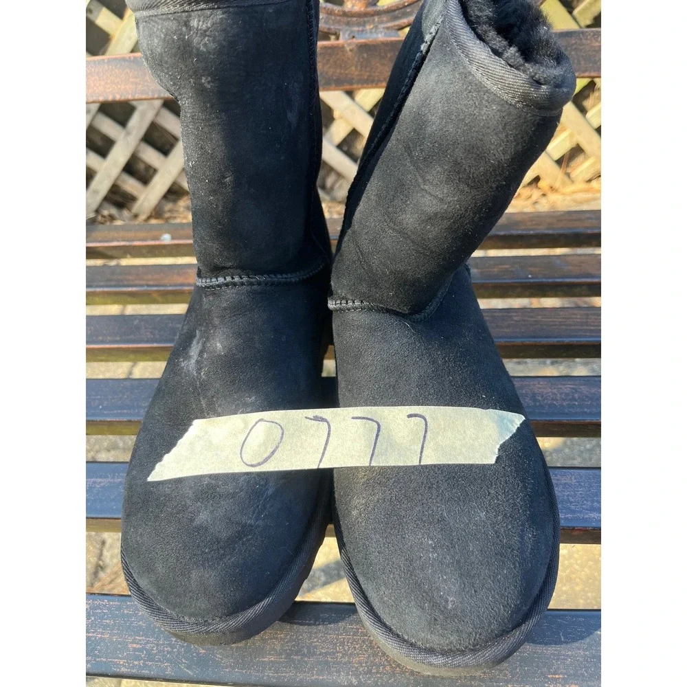 UGG Classic‎ Short II Black Suede Shearling Winter Boots Women's